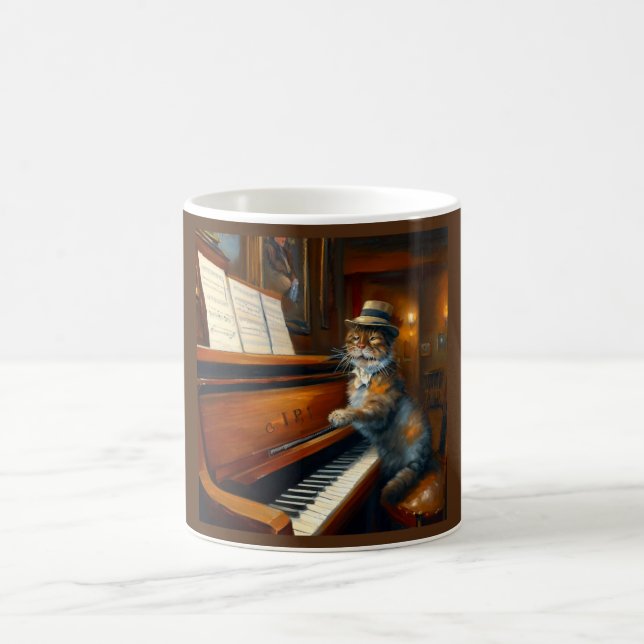 Cat Piano Player Coffee Mug (Center)