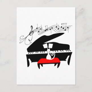 Cat & Piano Postcard