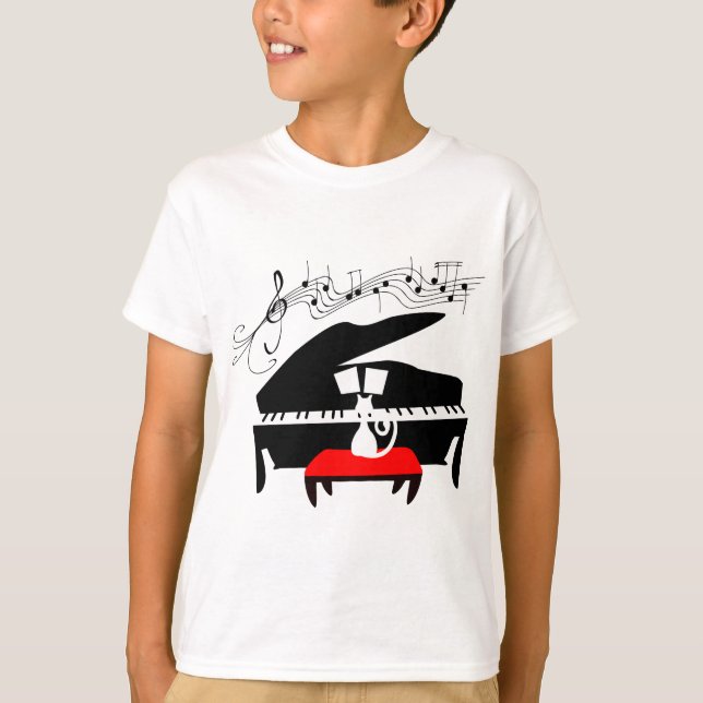 Cat & Piano T-Shirt (Front)