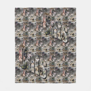Cat Picture Collage And Logo ,Med Fleece Blanket