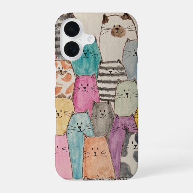 Cat Pile iPhone 16 Case (Back)