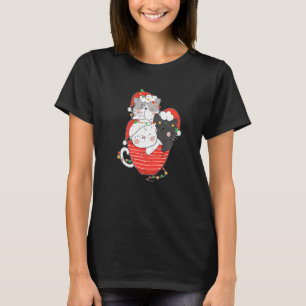 Cat Pile On Cup Christmas Pajama Cute Kitten Kitty T-Shirt