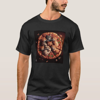 Cat Pile Pizza T-Shirt