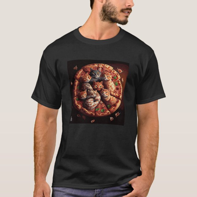 Cat Pile Pizza T-Shirt (Front)