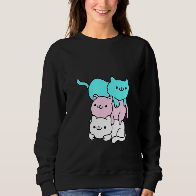 Cat Pile Trans Support Outfit Cool Animal Pride Lg Sweatshirt (Front)