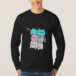 Cat Pile Trans Support Outfit Cool Animal Pride Lg T-Shirt