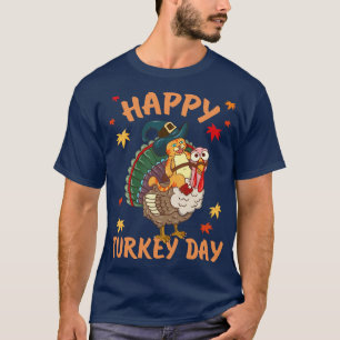 Cat Pilgrim Pirate Ride Turkey Happy Thanksgiving T-Shirt