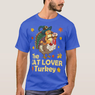 Cat Pilgrim Riding Turkey Thanksgiving The Cat Lov T-Shirt