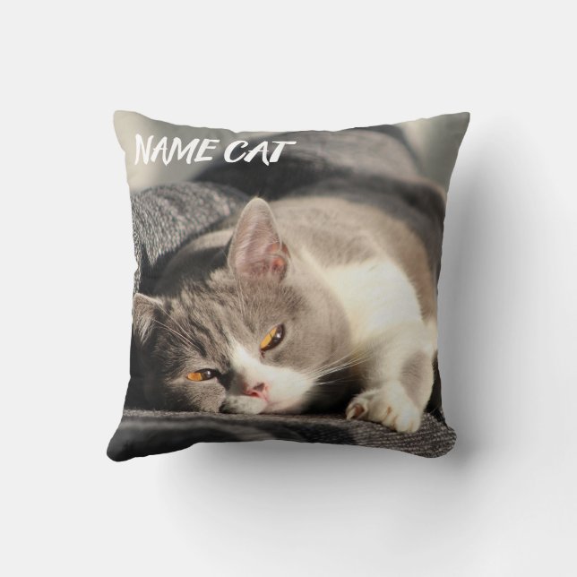 Cat pillow printed with cat's name (2 sides) (Back)