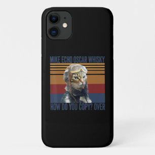 Cat Pilot Mike Echo Oscar Whisky Costume Gift iPhone 11 Case