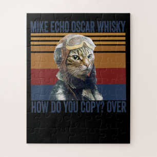 Cat Pilot Mike Echo Oscar Whisky Costume Gift Jigsaw Puzzle
