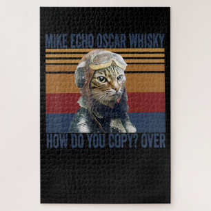 Cat Pilot Mike Echo Oscar Whisky Costume Gift Jigsaw Puzzle