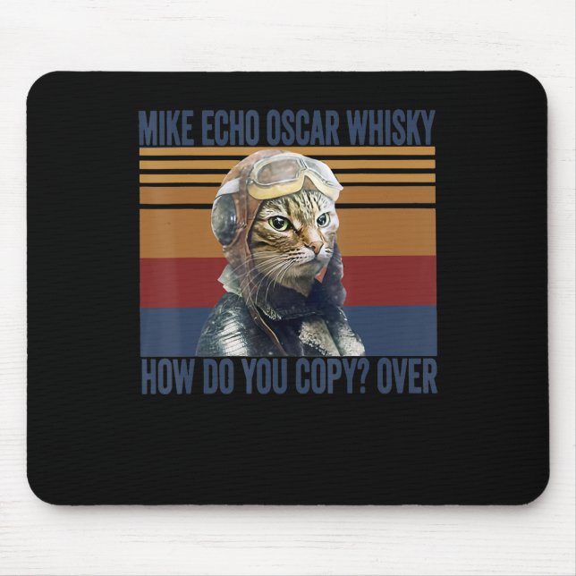 Cat Pilot Mike Echo Oscar Whisky Costume Gift Mouse Mat (Front)