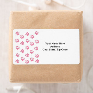 Cat Pink Paw Prints Labels