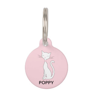 Cat Pink Personalised Pet ID Tag