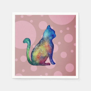 Cat Pink White Standard Cocktail Paper Napkins
