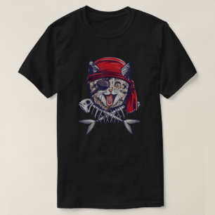Cat Pirate Funny Cat Pirate Gift Captain Cat T-Shirt