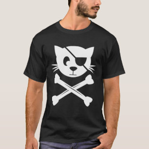 Cat Pirate Jolly Roger Flag Skull and Crossbones T-Shirt
