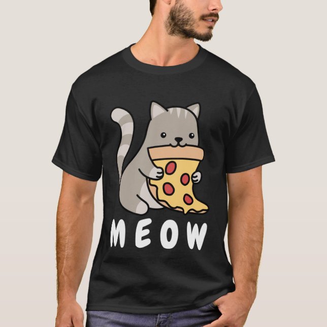Cat Pizza Cat Owner Fast Food  Cats Humorous Fun T-Shirt (Front)