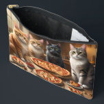 Cat Pizza Night, Accessory Pouch<br><div class="desc">Pictured Are Four Cats Sitting Around A Table With A Pizza Ready To Eat.</div>