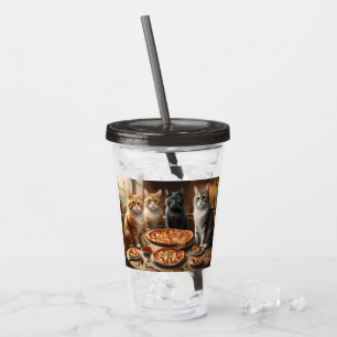 Cat Pizza Night, Acrylic Tumbler