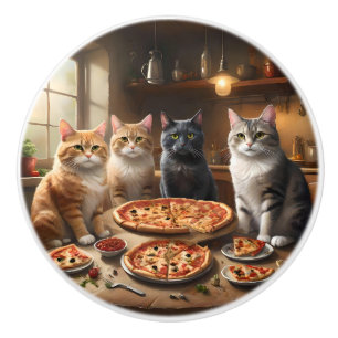 Cat Pizza Night, Ceramic Knob
