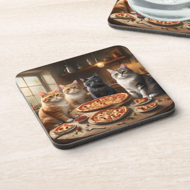 Cat Pizza Night, Coaster (Left Side)