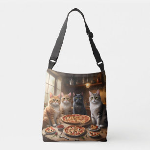 Cat Pizza Night, Crossbody Bag