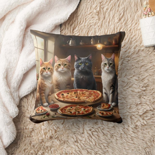 Cat Pizza Night, Cushion (Blanket)