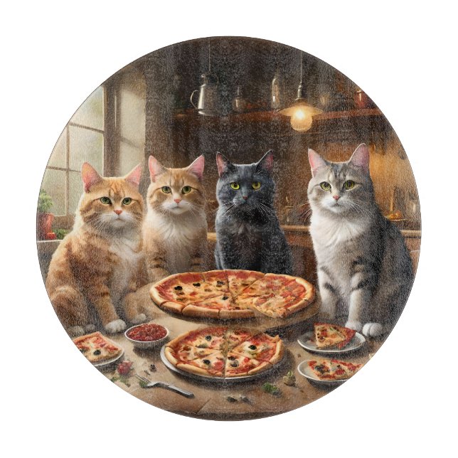 Cat Pizza Night, Cutting Board (Front)