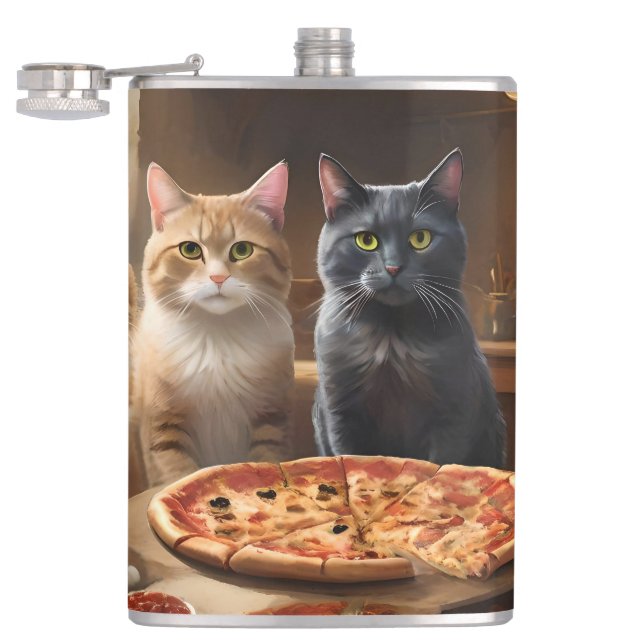 Cat Pizza Night, Hip Flask (Opened)