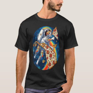 Cat Pizza Space Cat Surfing Pizza Galaxy Astronaut T-Shirt