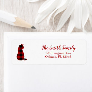 Cat Plaid Check Silhouette Return Address