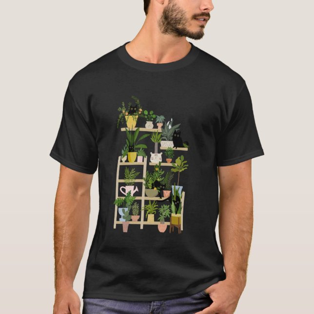 Cat Plant Garden, Crazy Cat And Plant Lady, Garden T-Shirt (Front)