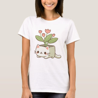 Cat Plant Vase T-Shirt