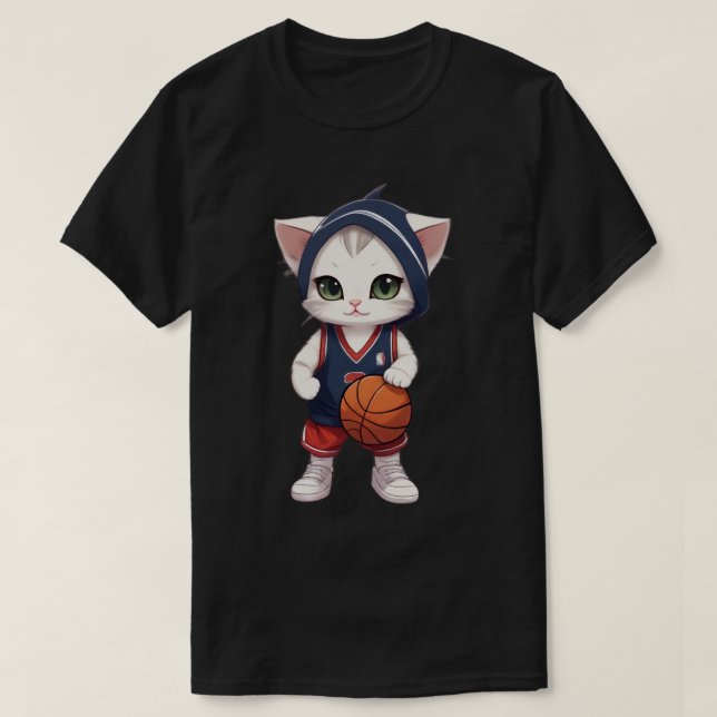 cat play basketball T-Shirt (Design Front)