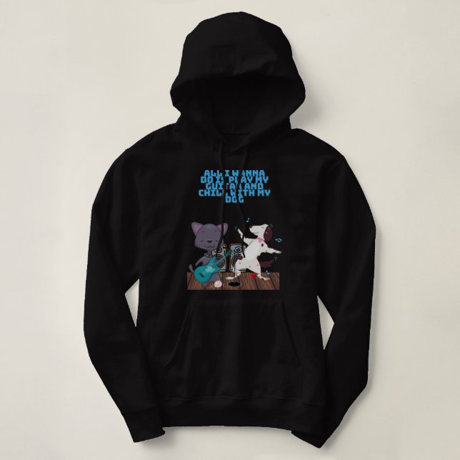 CAT PLAY GUITAR HOODIE (Design Front)