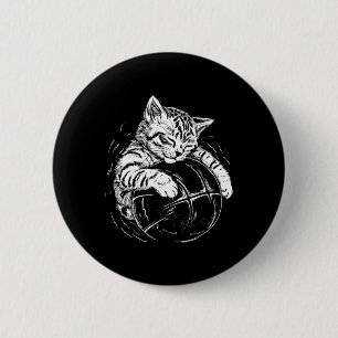 Cat Player Sleeping On A Bysketbyll Kitties Pet Lo 6 Cm Round Badge