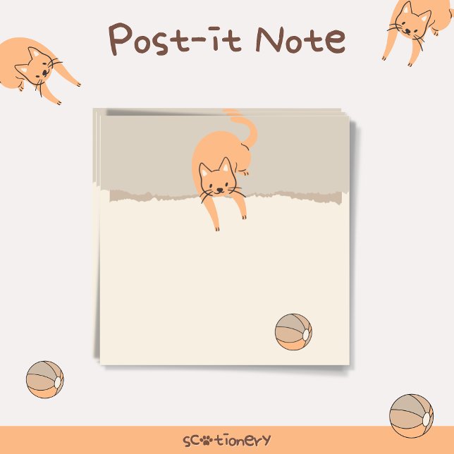 Cat Playing a Ball Post-it Notes (Creator Uploaded)
