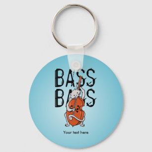 Cat Playing a Double Bass or Cello Key Ring