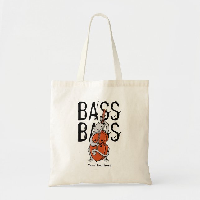 Cat Playing a Double Bass or Upright Bass Tote Bag (Front)