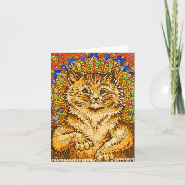 Cat Playing a Piano, Psychedelic -After Louis Wain Thank You Card (Front)