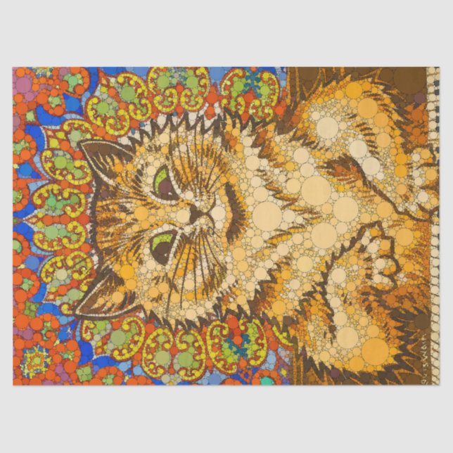 Cat Playing a Piano, Psychedelic -After Louis Wain Tissue Paper (Front)