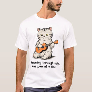 Cat playing a tiny ukulele T-Shirt
