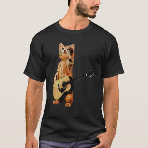 Cat Playing Acoustic Guitar Cool Musician Guitaris T-Shirt