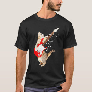 Cat Playing Acoustic Guitar Cool Musician Guitaris T-Shirt
