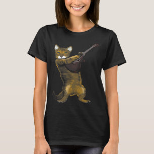 Cat Playing Acoustic Guitar Musician T-Shirt