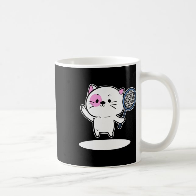 Cat Playing Badminton Badminton Player For Men Wom Coffee Mug (Right)