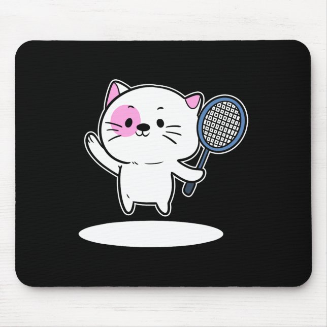 Cat Playing Badminton Badminton Player For Men Wom Mouse Mat (Front)