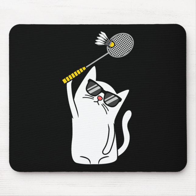 Cat Playing Badminton Shuttle Player Lover Coach G Mouse Mat (Front)